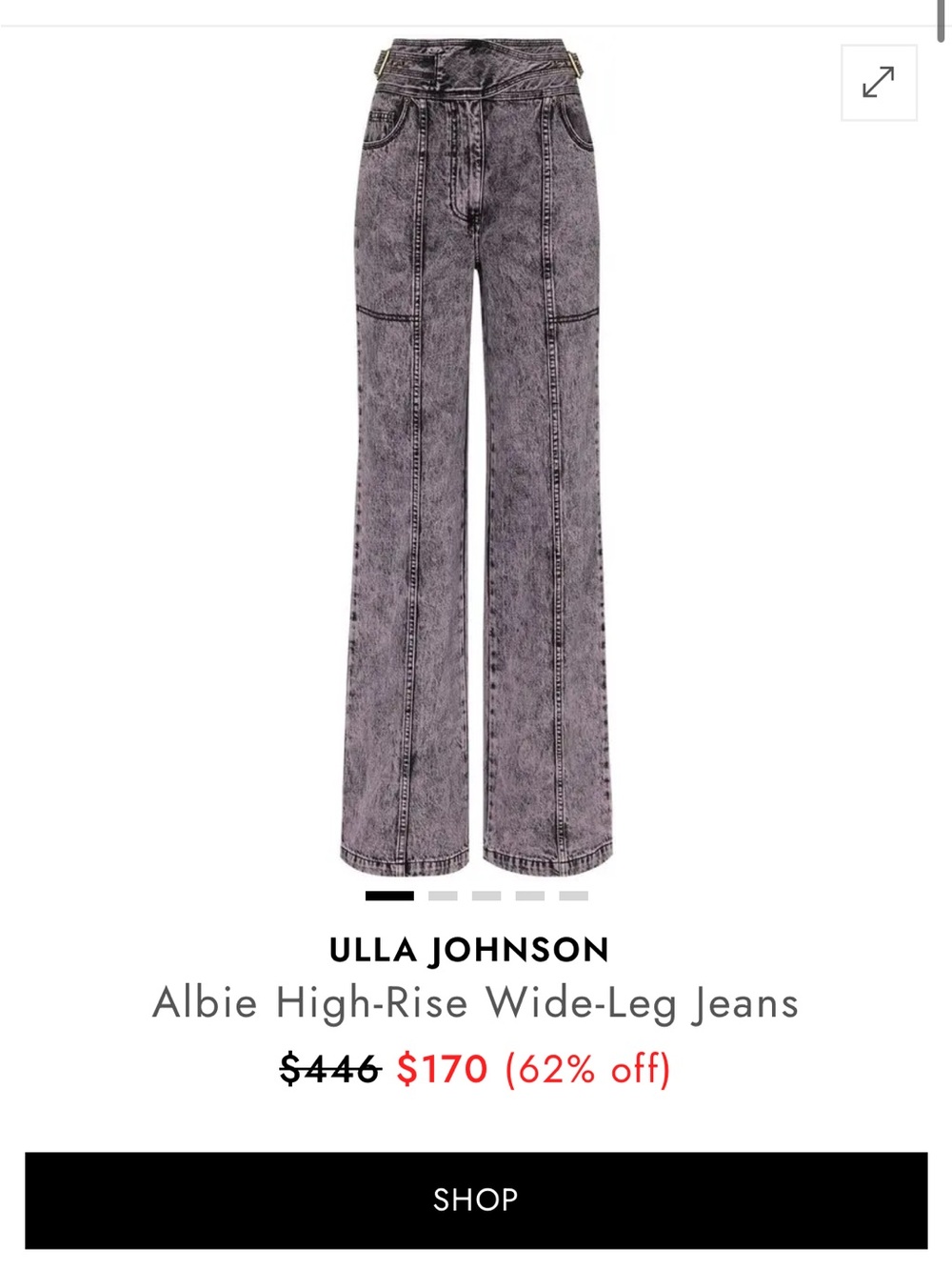 Ulla Johnson Albie High-Rise Wide-Leg Jeans - Washed Gray